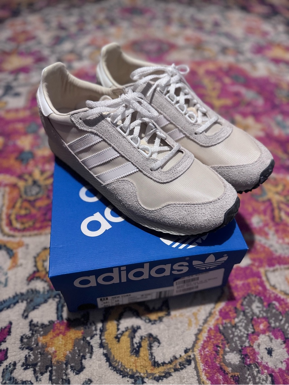 Men’s Adidas New York White/Cream Retro Runner Sneakers